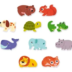 Puzzles 10 x 2 pièces : Duo Animaux - Djeco