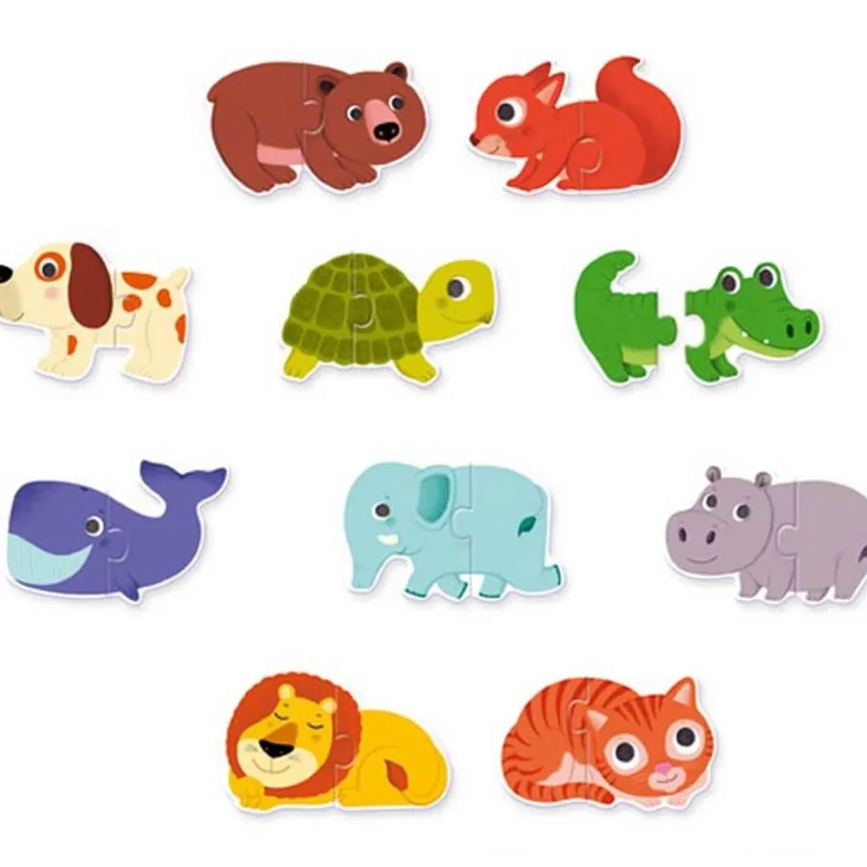Puzzles 10 x 2 pièces : Duo Animaux - Djeco