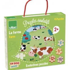 Puzzles de 6 à 16 pièces : 4 puzzles évolutifs : La Ferme - Vilac