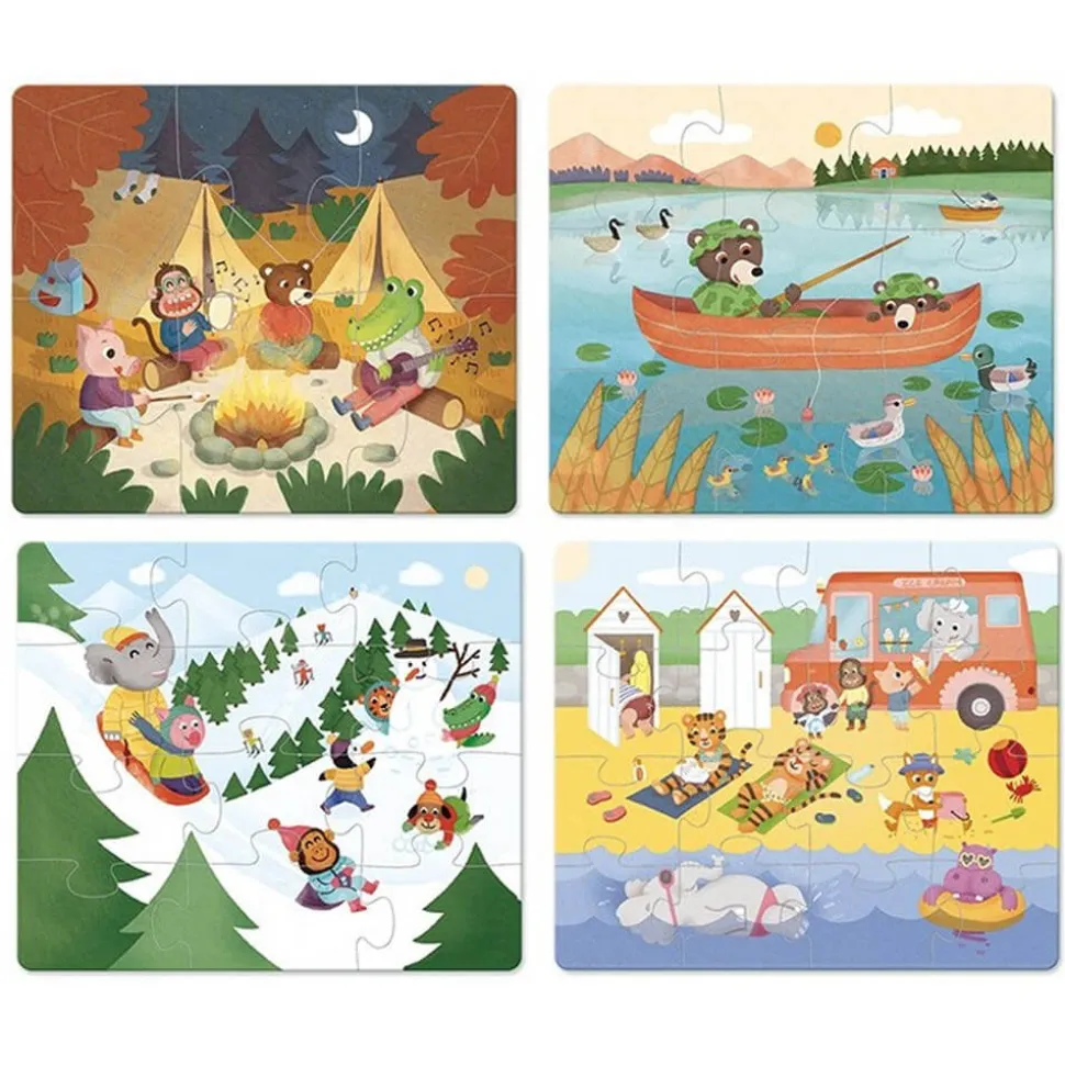 Puzzles de 6 à 16 pièces : 4 puzzles évolutifs : Les vacances - Vilac