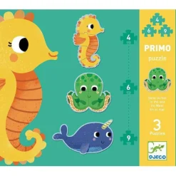 Puzzles Primo de 4 à 9 pièces : Dans la mer - Djeco