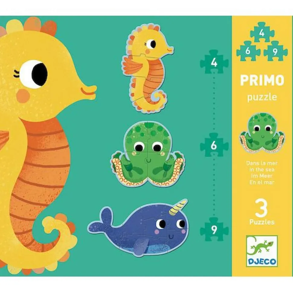 Puzzles Primo de 4 à 9 pièces : Dans la mer - Djeco