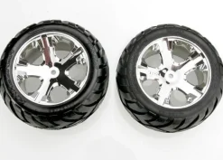 Roues Arriere Montees Collees Anaconda Jantes Chrome Electrique (2) - Traxxas