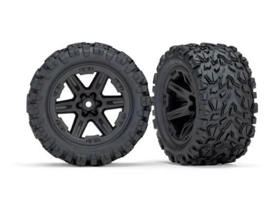 Roues Montees Collees Rxt Noires Talon X2 - Electrique Arriere - Traxxas - Traxxas