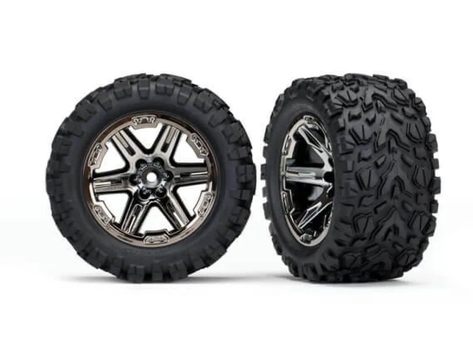 Roues Montees Collees Rxt Chromees Noires Talon X2 - Traxxas - Traxxas