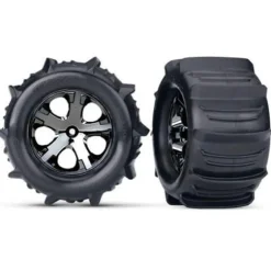 Roues Montees Collees Chromees Noires Pneus Pelle Elecric Arriere (2) - Traxxas - Traxxas