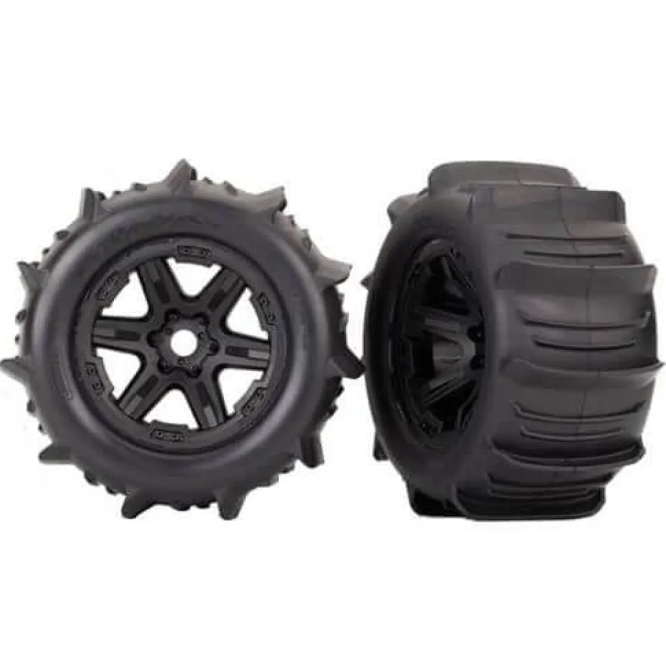 Roues Montees Collees E-Revo 2 Pneus Pelle (2) - Traxxas - Traxxas
