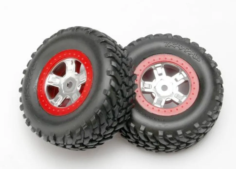 Roues Montees Collees Sct Jantes Rouges (2) - Traxxas