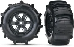 ROUES MONTEES COLLEES X-MAXX NOIRES PNEUS PELLE (2) TRAXXAS - Traxxas