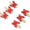 Sachet de 6 pinces Crabes rouges en bois 4,5cm - RueDeLaFete