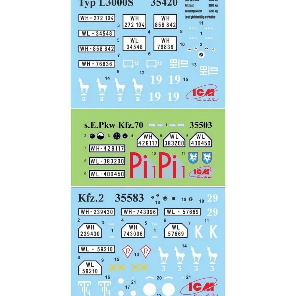 Set 3 maquettes Véhicule Militaire du D.A.K - ICM