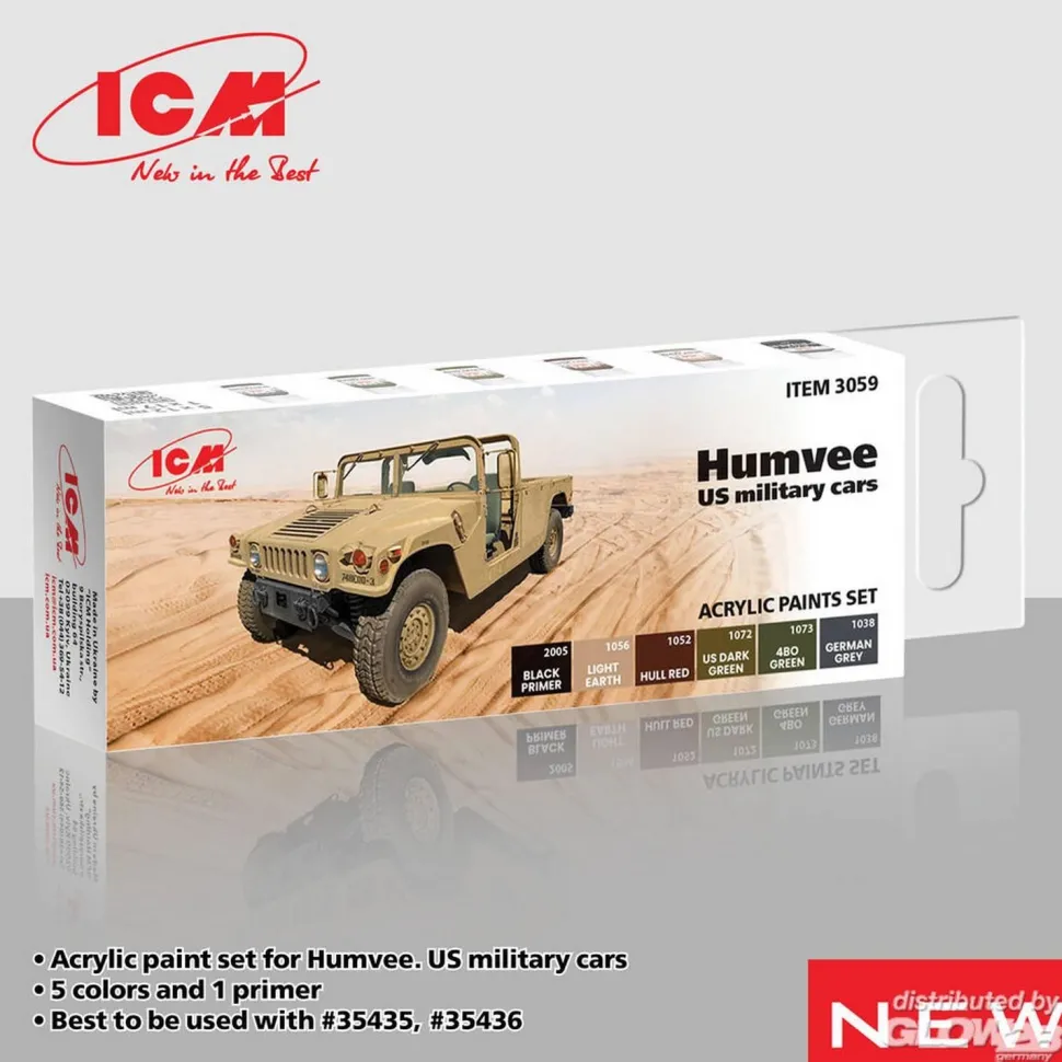 Set de peintures : Véhicule Militaire, US Humvee - ICM