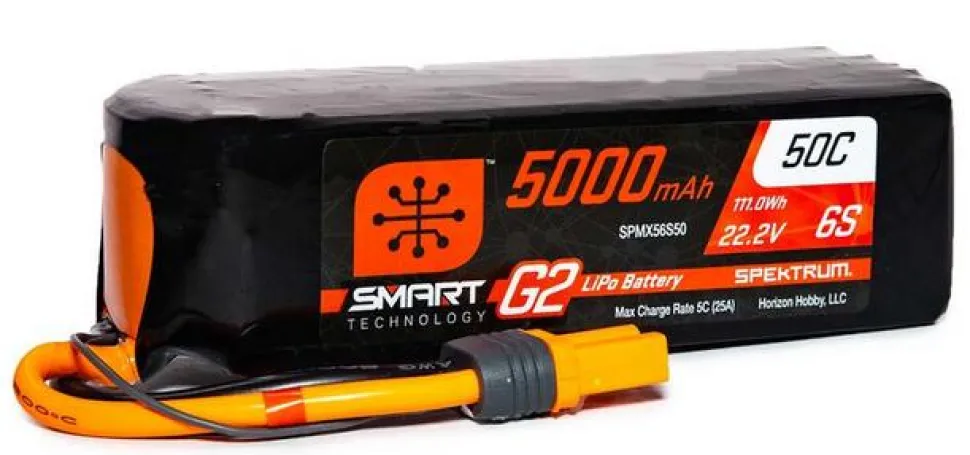Smart Lipo 6S 22.2V 5000mAh 50C G2 IC5 - Spektrum