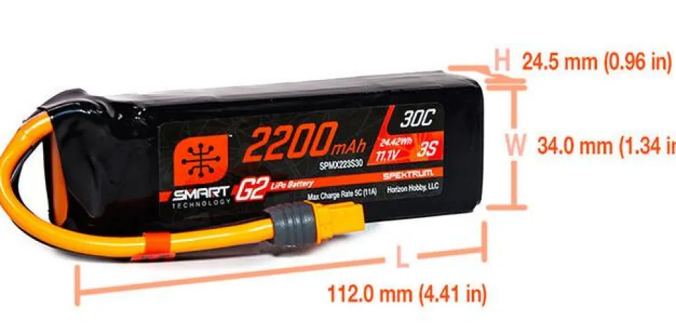Smart Lipo 3S 11.1V 2200mAh 30C G2 IC3 - Spektrum