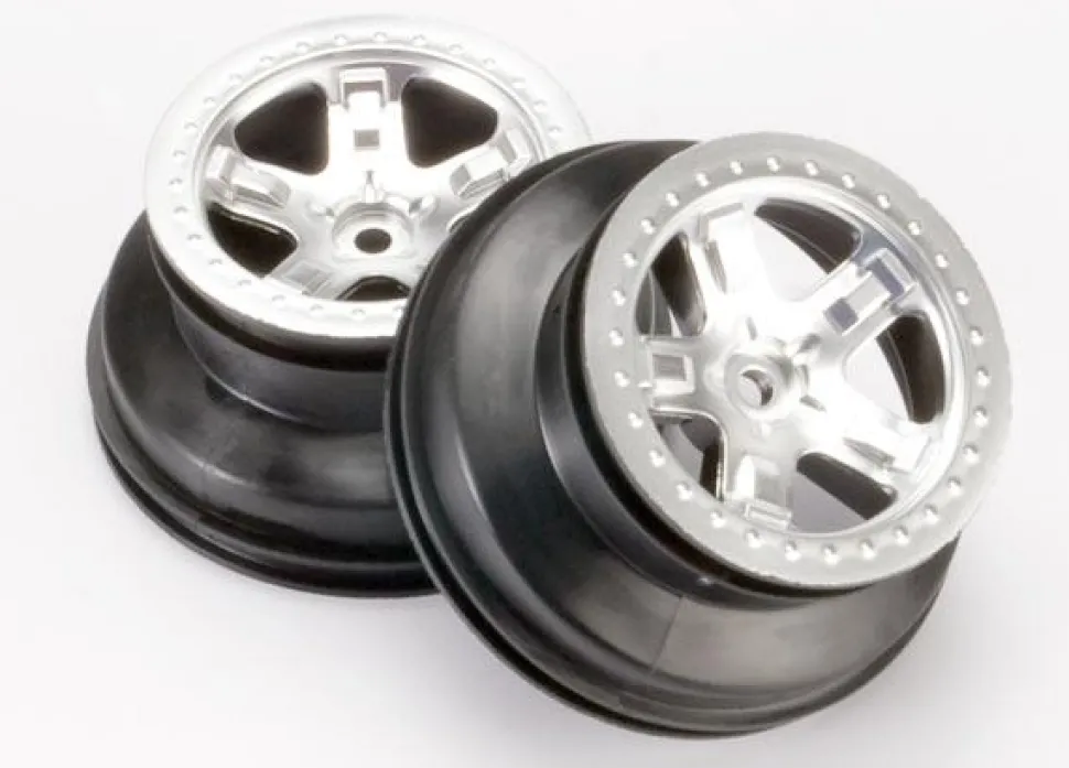 Wheels, SCT satin chrome, beadlock style, dual profile - Traxxas