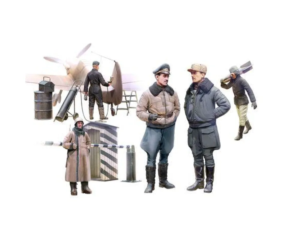 WWII German Luftwaffe Pilots and Ground Personnel in Winter Uniform- 1:48e - ICM - ICM